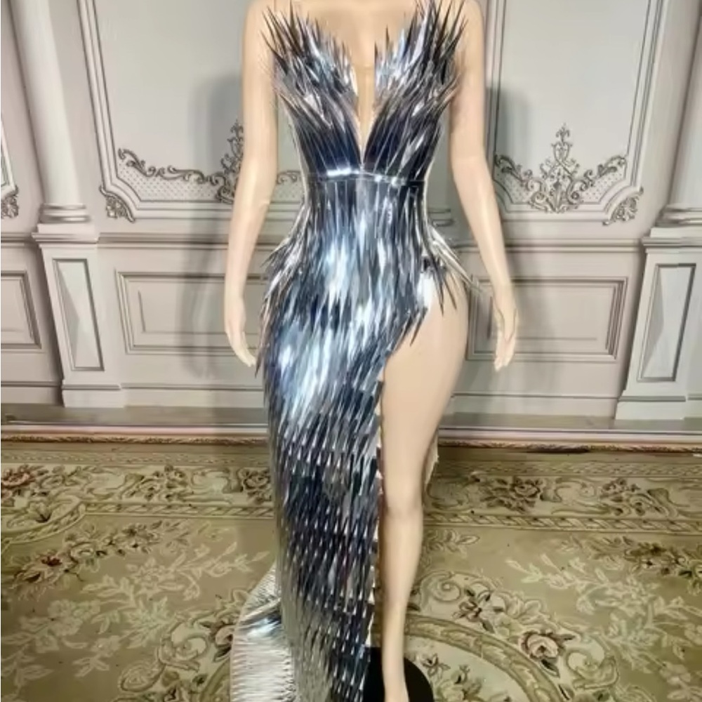 Metal futuristic dress gown